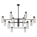 Люстра потолочная с 16-ю цилиндрическими плафонами из стекла и черным каркасом Noir Poise варинант исполнения - 1 | Loft Concept в Санкт-петербурге