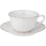 Чайная пара белого цвета из фарфора с рельефной фактурой 250 мл Floral Charm варинант исполнения - 1 | Loft Concept в Санкт-петербурге