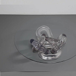 Дизайнерский журнальный стол с круглой прозрачной столешницей и основанием в виде цепи Hua Wang варинант исполнения - 2 | Loft Concept в Санкт-петербурге