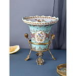 Ваза из голубого фарфора с рисунком птиц и цветов и декоративными элементами Blue Garden варинант исполнения - 6 | Loft Concept в Санкт-петербурге