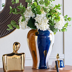 Ваза с крышкой и мазками синего и золого цвета на белом фоне Chinoiserie Ceramics варинант исполнения - 4 | Loft Concept в Санкт-петербурге