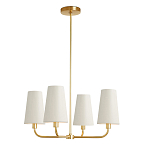 Люстра золотая с белыми тканевыми абажурами Coolness варинант исполнения - 1 | Loft Concept в Санкт-петербурге
