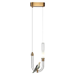 Подвесной светильник с декоративной фигуркой птицы на прозрачной изогнутой трубке Ganthea варинант исполнения - 3 | Loft Concept в Санкт-петербурге