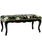 Банкетка из натурального бука черная с изображением птиц и цветов Blooming Birds варинант исполнения - 1 | Loft Concept в Санкт-петербурге