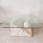 Дизайнерский журнальный стол в виде раковины с жемчужиной под прозрачной столешницей Fahin варинант исполнения - 1 | Loft Concept в Санкт-петербурге