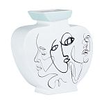 Ваза плоская белая с абстрактными черными линиями в форме лиц Faces of Imagination варинант исполнения - 1 | Loft Concept в Санкт-петербурге