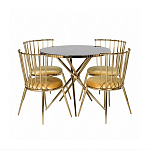 Обеденный стол с чёрной круглой столешницей на золотых ножках Rive Gauche Table варинант исполнения - 3 | Loft Concept в Санкт-петербурге