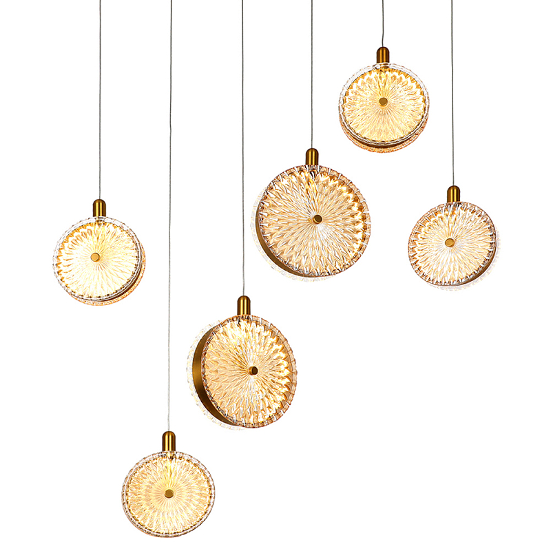 Подвесной светильник с плафонами из рельефного стекла Peony Glass Bronze Six Прозрачный Бронза Черный Подвесной светильник с плафонами из рельефного стекла Peony Glass Bronze Six Прозрачный Бронза Черный в Санкт-петербурге | Loft Concept