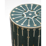 Приставной круглый столик с инкрустацией blue Mandika Bone Inlay  варинант исполнения - 1 | Loft Concept в Санкт-петербурге