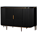 Комод черный округлой формы с рельефным фасадом Black Cut варинант исполнения - 1 | Loft Concept в Санкт-петербурге