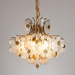 Люстра подвесная с белыми и золотыми круглыми подвесками Диаметр 70 см SHELL Chandelier варинант исполнения - 2 | Loft Concept в Санкт-петербурге