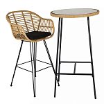 Барный столик с круглой плетеной столешницей Wicker Table Top варинант исполнения - 3 | Loft Concept в Санкт-петербурге