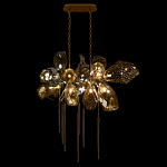 Люстра подвесная с 18-ю стеклянными плафонами с вертикальными подвесками Gilded Mirage  варинант исполнения - 3 | Loft Concept в Санкт-петербурге