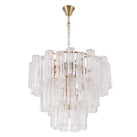 Люстра круглая многоярусная с прозрачными подвесками из стекла Hexagon Tube Light варинант исполнения - 2 | Loft Concept в Санкт-петербурге