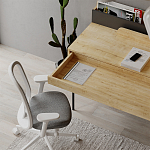 Стол письменный с выдвижным ящиком цвета древесины LEILA WORKING TABLE OAK ANTHRACITE варинант исполнения - 9 | Loft Concept в Санкт-петербурге