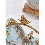 Блюдо из голубого фарфора с бронзовой ручкой в виде ветки Blue Garden варинант исполнения - 5 | Loft Concept в Санкт-петербурге