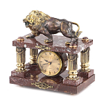 Часы настольные из креноида и бронзы с декором в виде льва Lion Stone Clock варинант исполнения - 3 | Loft Concept в Санкт-петербурге
