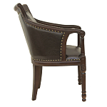 Кресло кожаное на 4-х деревянных ножках из массива березы Ethan Armchair brown варинант исполнения - 1 | Loft Concept в Санкт-петербурге