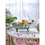 Чаша из голубого фарфора на бронзовых ножках с рисунком цветов и фигурками стрекоз Blue Garden варинант исполнения - 2 | Loft Concept в Санкт-петербурге