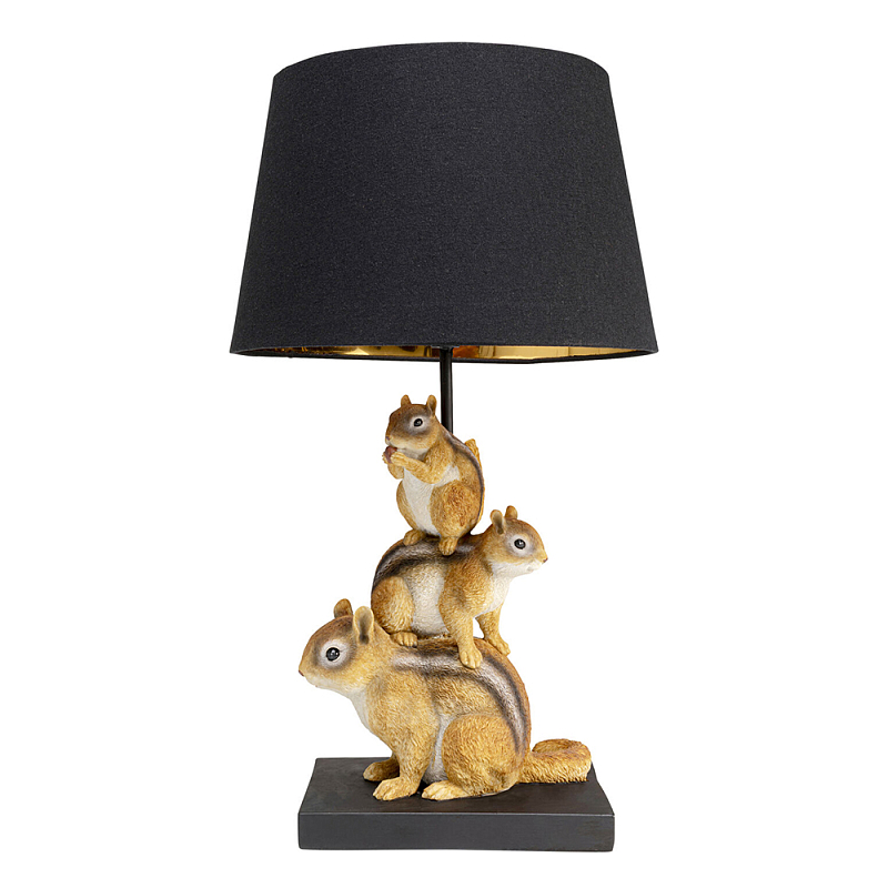 Настольная лампа в детскую Бурундуки Черный Золотой Бежевый в Санкт-петербурге | Loft Concept 