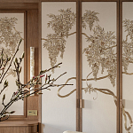 Обои с вышивкой ручной работы Deco Wisteria ﻿Midas colourway on Liso Pearl wool sateen варинант исполнения - 3 | Loft Concept в Санкт-петербурге