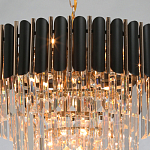 Люстра из черного металла с многоярусными подвесками из прозрачного хрусталя на золотой цепи Empire Black Chandelier Crystal варинант исполнения - 9 | Loft Concept в Санкт-петербурге