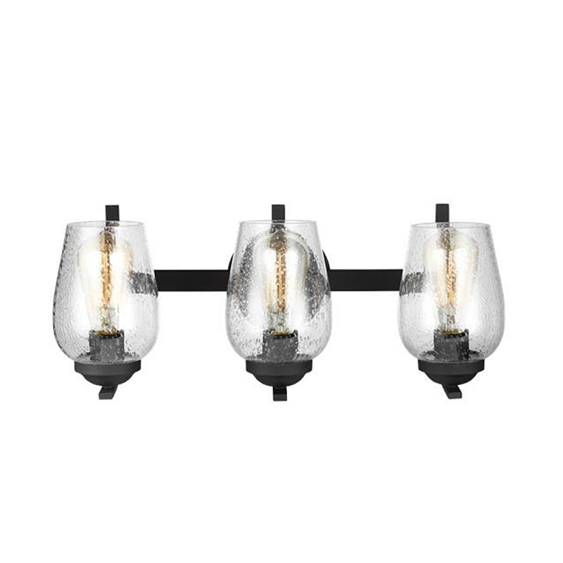 Бра черного цвета с 3-мя плафонами из прозрачного стекла с пузырьками Generation Lighting Черный Прозрачное Стекло в Санкт-петербурге | Loft Concept 