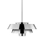 Подвесной светильник с широким многоярусным металлическим плафоном цвета никель в современном стиле Feiss варинант исполнения - 1 | Loft Concept в Санкт-петербурге