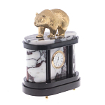 Часы настольные бронзовые с декором в виде медведя Bear Stone Clock варинант исполнения - 3 | Loft Concept в Санкт-петербурге