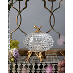 Конфетница прозрачная стеклянная на бронзовых ножках в виде морских коньков с крышкой в виде ракушки Eden Garden варинант исполнения - 3 | Loft Concept в Санкт-петербурге