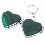 Зеркало брелок складное двухстороннее в форме сердца из натурального камня Малахит Stone Mirrors варинант исполнения - 2 | Loft Concept в Санкт-петербурге