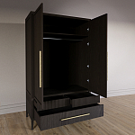 Шкаф платяной Primo с выдвижными ящиками шпон Темный орех варинант исполнения - 4 | Loft Concept в Санкт-петербурге