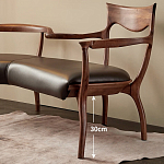 Кушетка с деревянным каркасом и сиденьем из коричневой натуральной кожи Moon Walnut Furniture варинант исполнения - 4 | Loft Concept в Санкт-петербурге