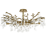 Потолочная люстра в виде ветвей деревьев золотого цвета с прозрачными подвесками-каплями Droplet Chandelier варинант исполнения - 1 | Loft Concept в Санкт-петербурге