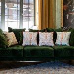 Декоративная подушка бежевая с растительным орнаментом Raffael Floral Beige Red Cushion варинант исполнения - 2 | Loft Concept в Санкт-петербурге