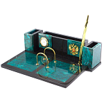 Настольный письменный набор из змеевика с часами и календарницей Successful Leader варинант исполнения - 2 | Loft Concept в Санкт-петербурге