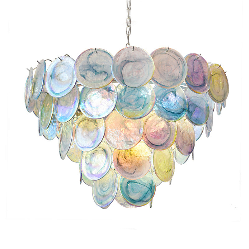 Люстра с каскадом из круглых разноцветных стеклянных дисков Mother of Pearl Iridescence Мульти Хром Люстра с каскадом из круглых разноцветных стеклянных дисков Mother of Pearl Iridescence Мульти Хром в Санкт-петербурге | Loft Concept
