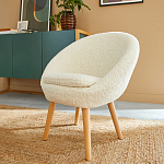 Кресло на деревянных ножках с обивкой из ткани букле Aldo Boucle Armchair варинант исполнения - 7 | Loft Concept в Санкт-петербурге