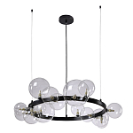 Люстра круглая подвесная с 15-ю прозрачными шарообразными плафонами из стекла Iona chandelier варинант исполнения - 6 | Loft Concept в Санкт-петербурге