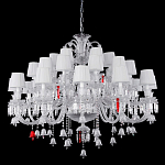 Люстра многоярусная с 30-ю белыми текстильными абажурами и хрустальными подвесками Lustre Reverie варинант исполнения - 1 | Loft Concept в Санкт-петербурге