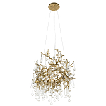 Подвесная люстра в виде ветвей деревьев золотого цвета с прозрачными подвесками-каплями 8 и 14 ламп Droplet Chandelier варинант исполнения - 4 | Loft Concept в Санкт-петербурге