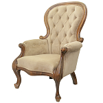 Кресло с мягкой обивкой из светло-коричневого велюра на 4-х деревянных ножках Evelyn Classical Armchair варинант исполнения - 3 | Loft Concept в Санкт-петербурге