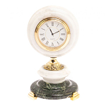 Часы настольные бронзовые из натуральных камней Мрамор и Змеевик Stone Clock варинант исполнения - 7 | Loft Concept в Санкт-петербурге