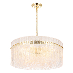 Люстра подвесная круглая с прозрачными рельефными стеклянными вставками и золотым основанием Textured Glass Chandelier варинант исполнения - 3 | Loft Concept в Санкт-петербурге