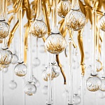 Люстра подвесная с прозрачными стеклянными подвесками в форме капель Диаметр 80 см Droplet Chandelier варинант исполнения - 16 | Loft Concept в Санкт-петербурге