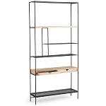 Металлический стеллаж с деревянными полками и ящиками Menzie Metal Wood Rack варинант исполнения - 2 | Loft Concept в Санкт-петербурге