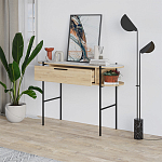 Консоль напольная деревянная с выдвижным ящиком и 2-мя полками со столешницей цвета белый мрамор OTIS CONSOLE OAK варинант исполнения - 2 | Loft Concept в Санкт-петербурге