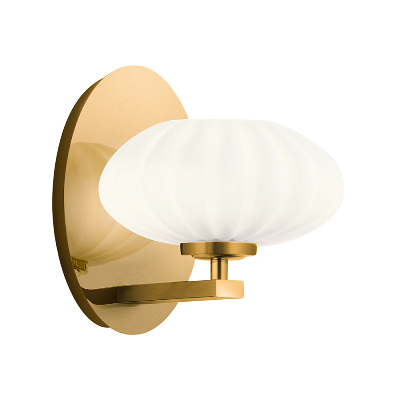  Бра с круглым плафон из матового белого стекла Kichler Золотой Белый Бежевый в Санкт-петербурге | Loft Concept 