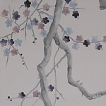 Обои ручная роспись Plum Blossom Special Colourway on Lilac Hint dyed silk варинант исполнения - 3 | Loft Concept в Санкт-петербурге