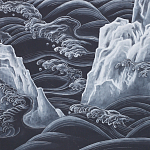 Обои ручная роспись Matsushima Waves Roka on Edo Night painted silk варинант исполнения - 2 | Loft Concept в Санкт-петербурге